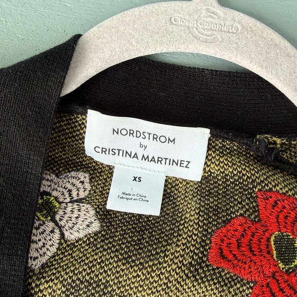 Nordstrom by Cristina Martinez Cotton Cashmere Floral Cardigan Size XS - Picture 4 of 5